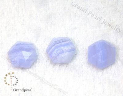 China - Blue Lace Agate 12mm Hexagon - Faceted Gemstone Cabochon for sale