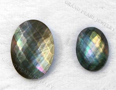 China - BROOM doublet cabochon - 10x14, 13x18mm mother of pearl combined with faceted crystal - oval for sale