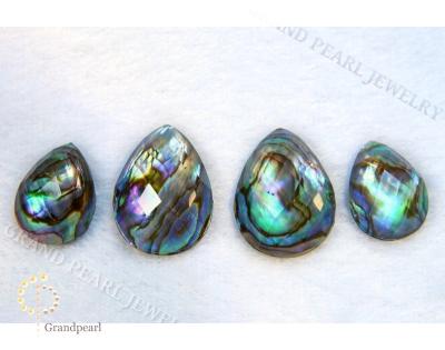 China - BROOM doublet cabochon - 12x16mm Paua Shell combined with faceted crystal - pear for sale