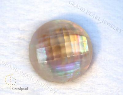 China - BALAI doublet cabochon - 16mm mother-of-pearl combined with faceted crystal - round for sale