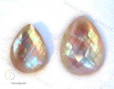 China - BALAI doublet cabochon - 10x14mm pink mother-of-pearl combined with faceted crystal - pear for sale