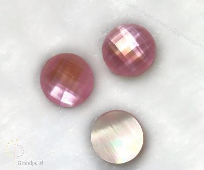 China - BROOM doublet cabochon - 10mm mother of pearl combined with faceted crystal - round for sale