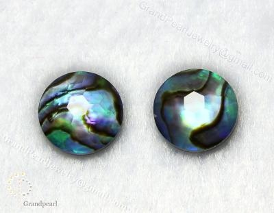 China - BROOM doublet cabochon - 12mm Paua Shell combined with faceted crystal - round for sale