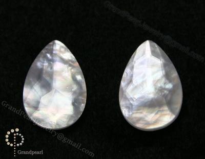 China - 15x20mm triplet gemstone - mother of pearl with faceted crystal - pear for sale