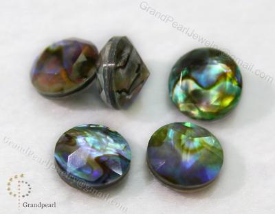 China - Triplet Gemstone - 10mm Pointed-Back - Paua Shell with Faceted Crystal - Round for sale