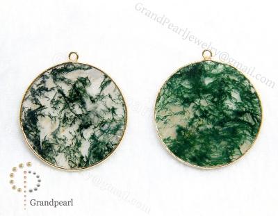 China - _31mm thick of 1-2mm Moss Agate 2 side flat disc loose pieces - loose gemstone for sale