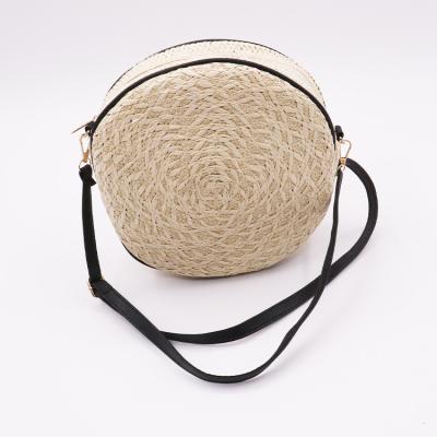 China 2021Custom Fashion round handmade straw woven bag beach lady bags hand one shoulder fashion summer bag for sale