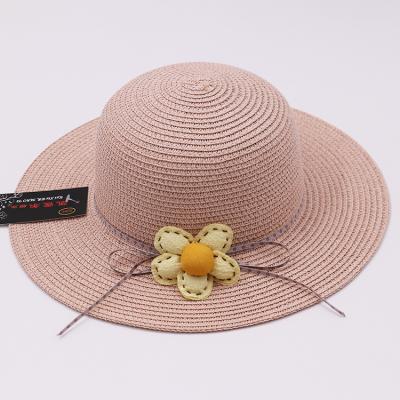 China Girls Straw Hat Brim Character Various Color Quick-drying Straw Hat Eco-friendly Kids Wide Straw Hat for sale