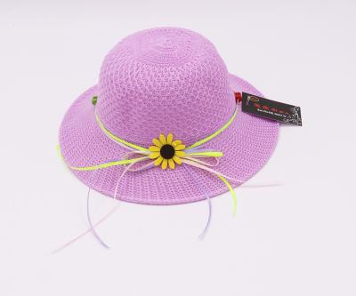 China Custom Character Kids Summer Sun Shade Straw Hat Bow Sunscreen Sunscreen Baby Sunscreen Straw Hat for sale