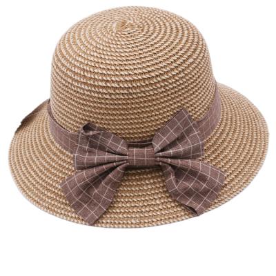 China Character Fashion Style Kids Sunscreen Sun Hat Bow Chemical Fiber Straw Hat Personalized Boy Knitted Hat for sale