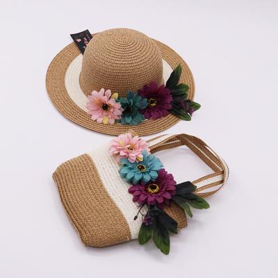 China Wholesale Character Summer Beach Wallet Handbag Hat Suit Fashion Flower Girl Decoration Bucket Hat Purse Suit for sale