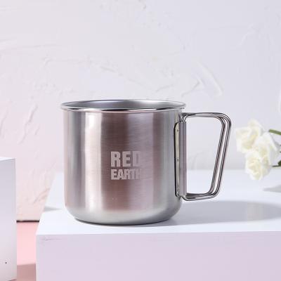 China GiNT 420ML Sustainable Hot Selling Single Wall Stainless Steel Water Mug Folded Handle Coffee Mugs for sale