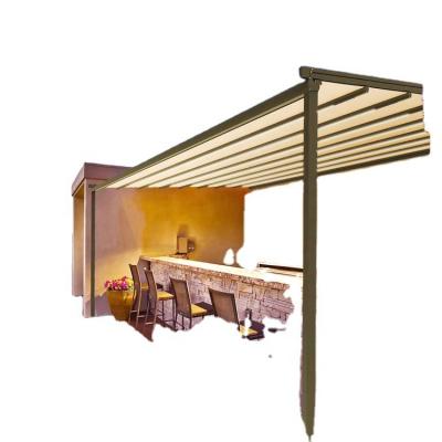 China Removable Cover Modern Design PVC Aluminium Retractable Sunshade Pergola with LED Lights for sale