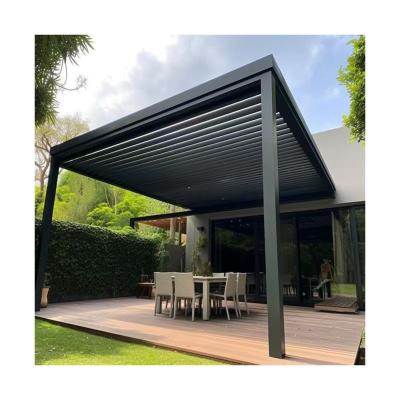 China Waterproof Patio terrace outdoor retractable aluminum pergola electric louver awning for sale