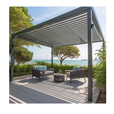 China Easily Assembled Aluminum bioclimatic design pergolas and gazebos Outdoor remote control Louvre roof electric pergolas for sale