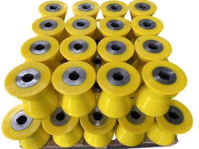 China Yellow Pu Coating Roller Poly Wheels High Hardness Custom Service for sale