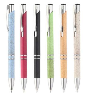 China Promotional Pen Environmental Friendly Biodegradable Material Recycled Click Wheat Straw Ballpoint Pen for sale