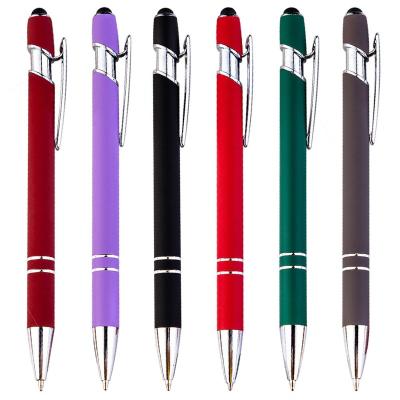 China Promotional Pen 2 in 1 Rubber Coated Metal Touch Screen Stylus Pen for sale