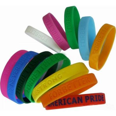 China Fashionable Custom Logo Embossed Silicone Rubber Promotional Cheap Wristband for sale