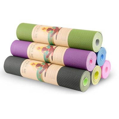 China Custom Non-Slip Waterproof Excerise Tape Yoga Mat, Double Layer Private Label Tape Yoga Mat With Carrying Strap for sale