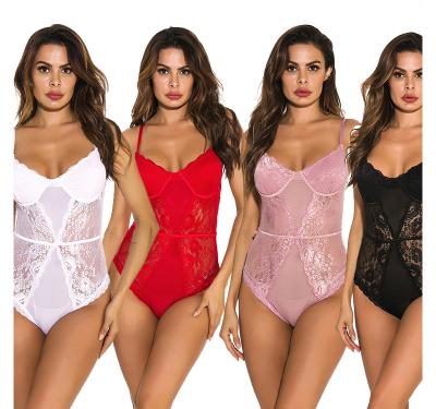 China Mature Women's Sexy Lingerie HKMN Women's Sexy Lace Teddy Lingerie One Piece Bodysuit for sale