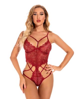 China HKMN Women's Mature Lingerie Sexy Lingerie For Girls Sexy Strappy Teddy One Piece Lace Babydoll Mini Bodysuit Lingerie For Plus Women for sale