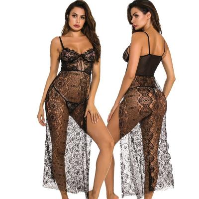 China Wholesale 2022 Sexy Lingerie Woman Mature Women See Through Mini Dress Sexy Lingerie Mesh Babydoll Lingerie Dress With Thong for sale