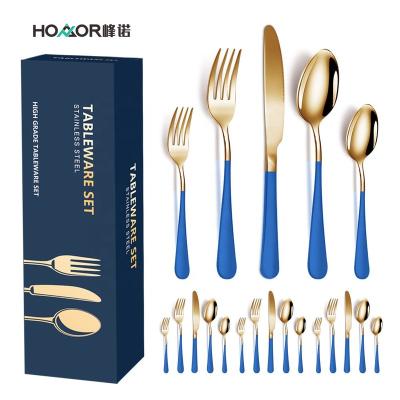 China Amazon Hot 20 Pieces Disposable Dinnerware Stainless Steel Silverware Dinnerware Set Dinnerware Set With Christmas Luxury Color Box for sale