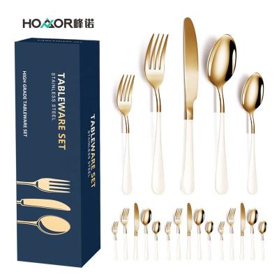 China Custom Chopstick Handle Disposable Fork Knife and Spoons Set 20 Pcs Home Dubai Rose Gold Stainless Steel Cutlery Set for Dinner for sale