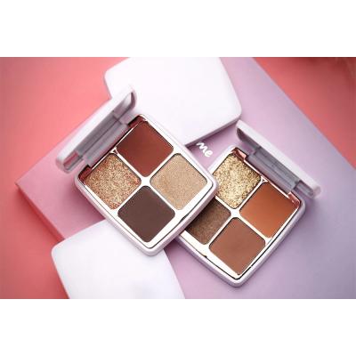 China Private Label 4 Color Eyeshadow Palette Metallic High Pigment Shimmer Custom Makeup Eyeshadow Palette for sale