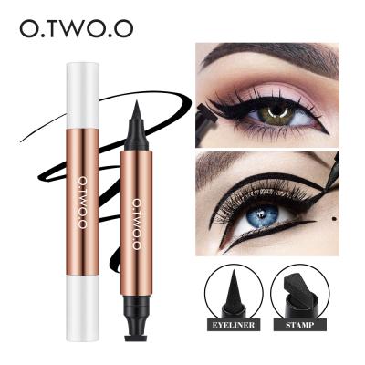 China New Product Black Waterproof Eyeliner Pencil 2in1 Fashionable Stamp Waterproof Magic Eyeliner Double Heads Easy To Draw Eye Liner for sale