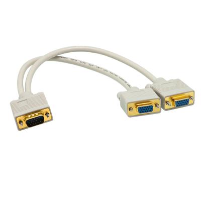 China COMPUTER Factory 0.3m VGA Y Splitter Short Cable 1 Male Input to 2port Output Female VGA to VGA Cable for TV Display Split Screen for sale