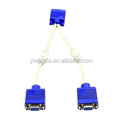 China High Resolution Computer VGA Y Splitter Cable 15 Pin HD-15 VGA Cable Double Female To Male With Ferrite Bead for sale