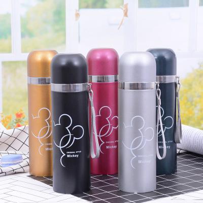 China Tour 500ml Viable Black Insulated Thermal Stainless Steel Gym Shaker Water Bottle for sale