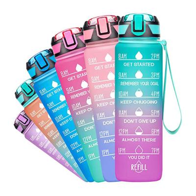 China Viable High Quality 750ml Bpa Free Tour Time Marker Sport Fitness Gym Sports Colorful Plastic Drinking Water Bottles for sale