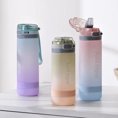 China Sustainable Gradient Design Large Capacity Cute Drinking Frosted Plastic Water Bottle for sale