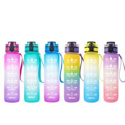 China Custom Viable Logo Gym Outdoor Motivation Sport 1l Plastic Water Bottle With Time Marker for sale