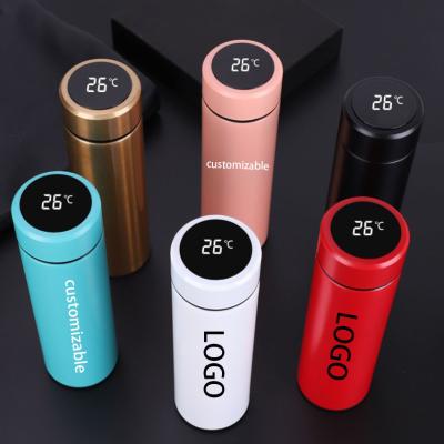 China Sustainable Custom Double Wall Insulated Smart Vacuum Flask Water Bottle With Led Temperature Display for sale