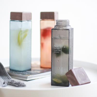 China Outdoor Sport Juice Plastic Clear Bpa Free Square Viable Transparent Water Bottle for sale