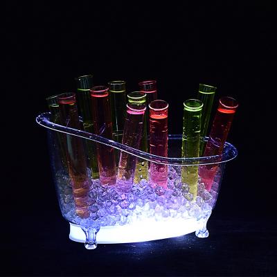 China Viable High Quality Clear Acrylic Cooling Beer Champagne Led Light Plastic Ice Bucket for sale