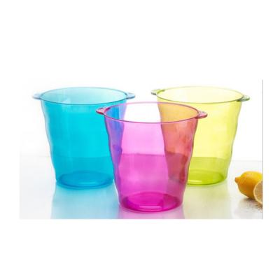 China Sustainable Custom Color Cooling Rose Red Clear Cooler Plastic Ice Bucket For Restaurants for sale