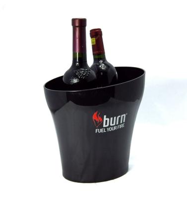 China Wholesale Viable Black Champagne Whiskey Wine Cooling Plastic Ice Bucket Big Clear for sale