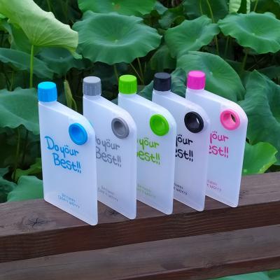 China Viable Customized Creative Square Notebook Shape Bpa Free Plastic Flat A5 Water Bottle for sale