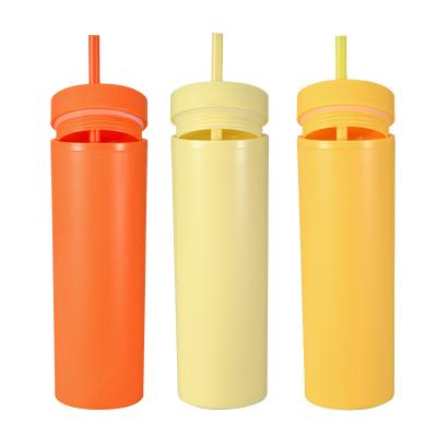 China Eco Friendly Custom Logo 16oz Sustainable Sport Gym Plastic Water Bottles With Straw for sale