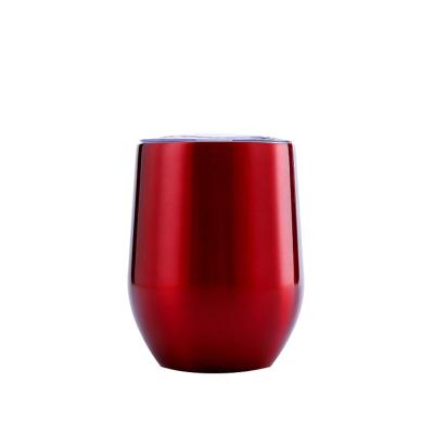 China Viable Custom Logo Color 12oz PETG Vacuum U Shaped Eggshell Cups Red Wine Coffee Mug for sale