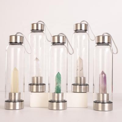 China Viable Quartz Stones Drinking Colored Natural Crystal Glass Water Bottle With String for sale