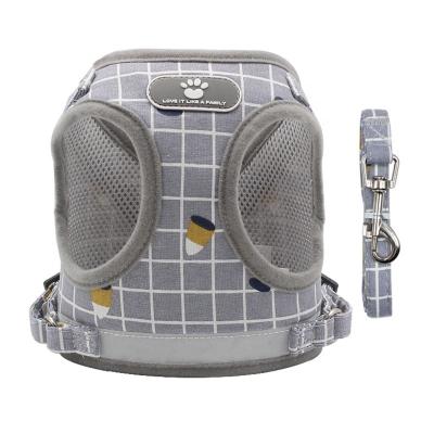 China Sustainable Wholesale Luxury Outdoor Check Safety Pet Vest Polyester Harness For Dog for sale