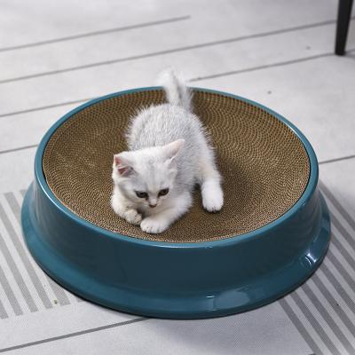 China Wholesale Viable Cat Scratcher Corrugated Cardboard Toy Felt Round Pad Pet Bed for sale