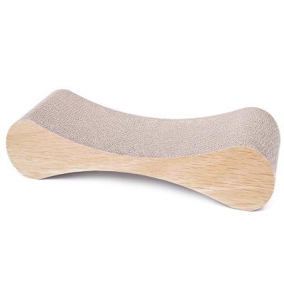 China Stocked Luxury Corrugated Paper Wood Grain Pet Bed Lining Board For Cats for sale