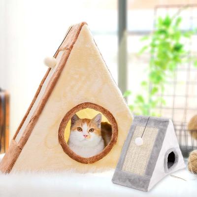 China Sustainable Density Indoor Collapsible Board Climbing Triangle Bed Dogs Pet House For Cats for sale